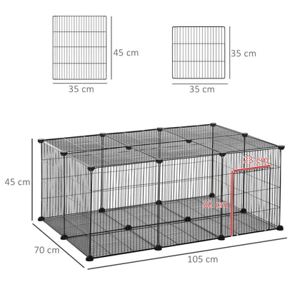 PawHut Pet Playpen DIY قفص الحيوانات الصغيرة سياج معدني مع باب، 22 قطعة، للأرنب شينشيلا القنفذ خنزير غينيا