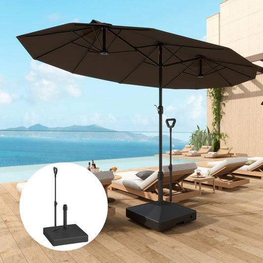 Outsunny Garden Parasol Base z regulowanymi kółkami i uchwytem, ​​Garden Sun Umbrella Base Stand Parasol, Napełniony do 55 kg ze stojakiem, 45 kg z wodą do słupków 35, 38, 48 mm, Czarny