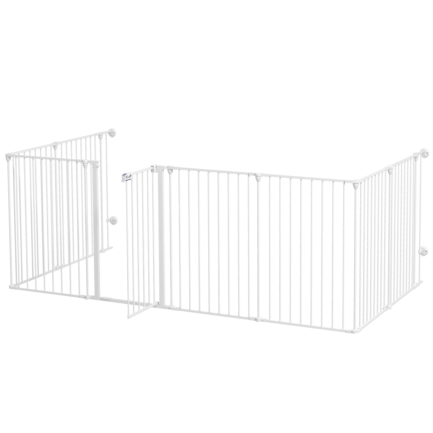 PawHut 2 in 1 8 Panels Dog Pen, Safety Gate, with Lockable Door, for Medium Dogs - White