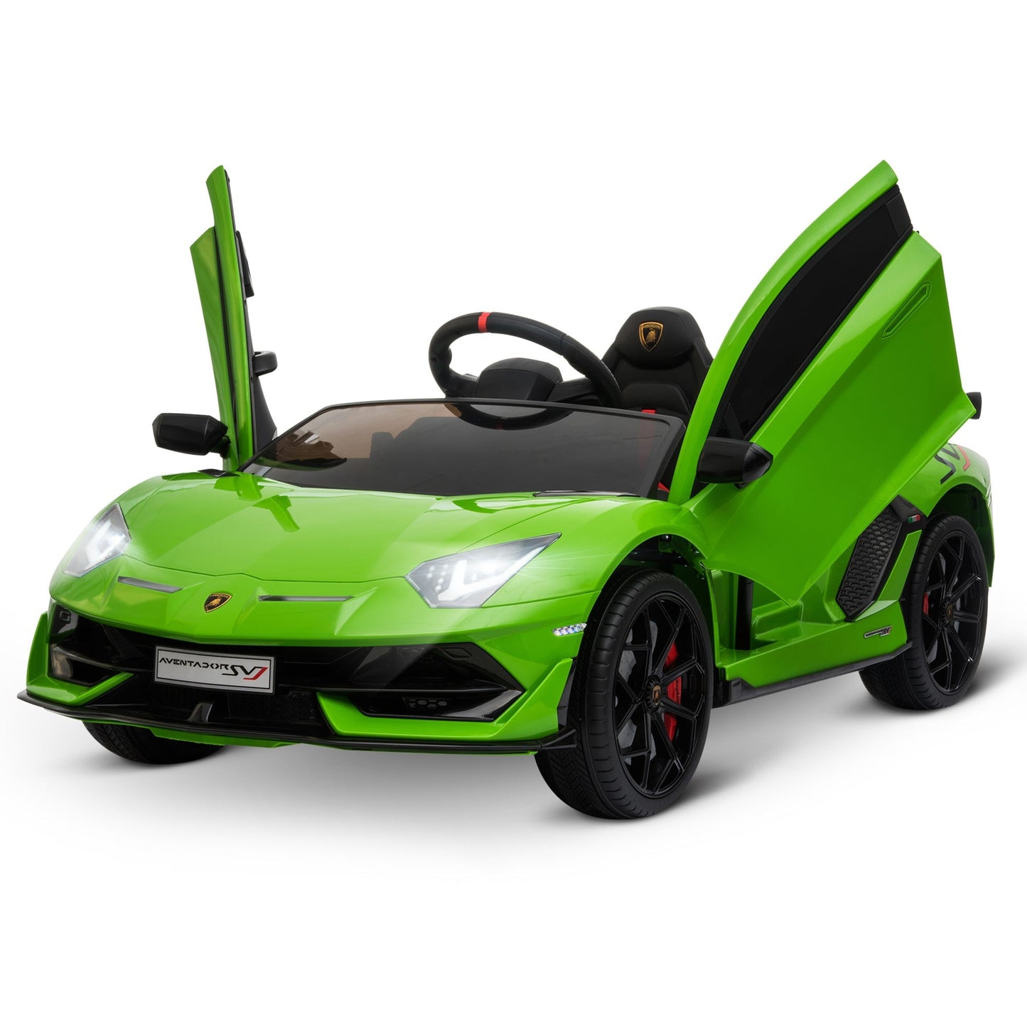 Battery-powered Kids Electric Ride On Car Lamborghini Aventador Sports Racing Car Toy with Parental Remote Control Music Green 12V