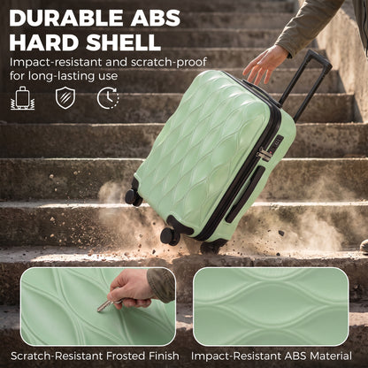 HOMCOM 22Inch 56cm Suitcase, ABS Hard Shell Carry On Luggage with TSA Lock, Spinner Wheels, Telescopic Handle, Green