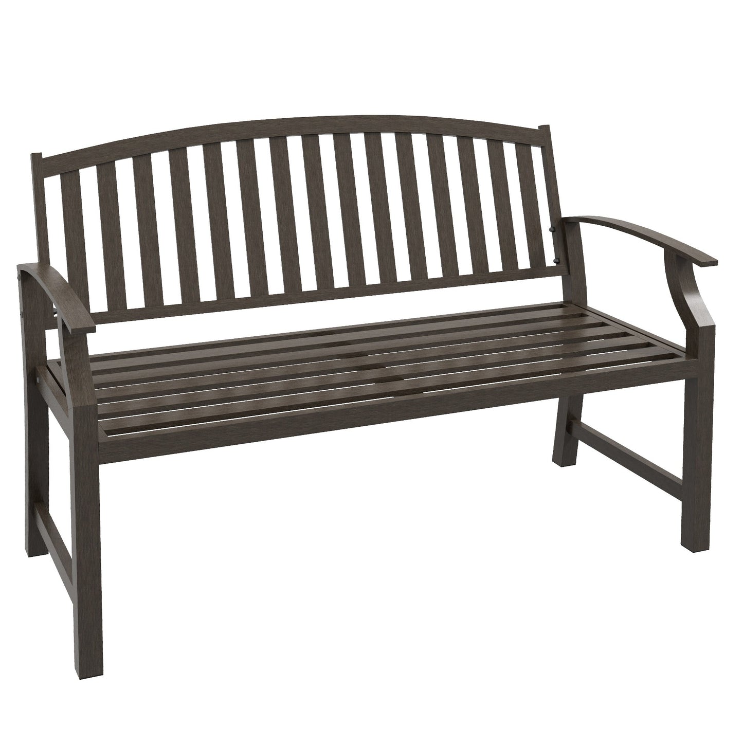 Outsunny Dwuosobowa prosta metalowa ławka - brązowa