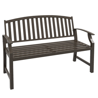 Outsunny Dwuosobowa prosta metalowa ławka - brązowa