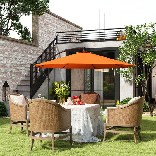 Outsunny 3(m) Parasol wiszący z podstawą - pomarańczowy