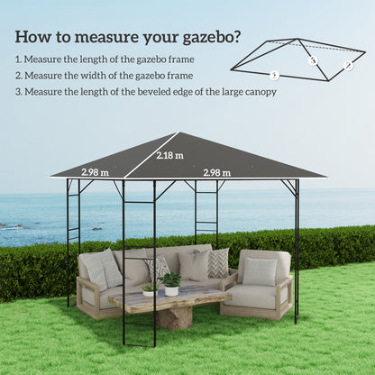 Outsunny 3 x 3(m) Gazebo Canopy Replacement Cover, Garden Gazebo Roof Replacement with Drain Holes, Water Resistant PVC Coating, 370g/√£≈Ω¬°, UPF30+, TOP COVER ONLY, Grey