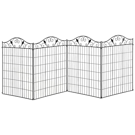 Outsunny Garden Decorative Fence 4 Panels 44in x 12ft Metal Wire Landscape Border Edging