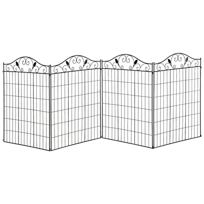 Outsunny Garden Decorative Fence 4 Panels 44in x 12ft Metal Wire Landscape Border Edging
