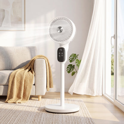 HOMCOM 20 dB Silent Standing Fan for Bedroom, 39" Pedestal Fan with Remote, 90Â° Oscillating, 8 Speeds, Adjustable Height, White