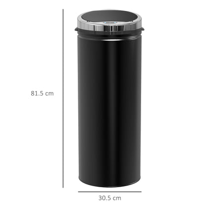 HOMCOM 50L Sensor Bin with Quiet Soft-Close Lid, Automatic Touchless Motion Sensor Rubbish Bin with Fingerprint Resistant, Stainless Steel for Hygienic Kitchen, Home Office Use, Black
