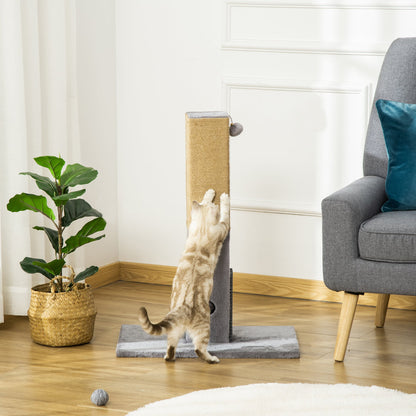 PawHut Cat Tree Scratching Post for Indoor Cats 79cm Jute Scratcher Climber w/ Carpet Base Dangling Toy Ð Grey