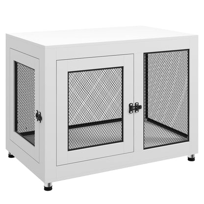 PawHut 2-in-1 Dog Cage & Side Table, with Two Doors, Cushion, for Large Dogs