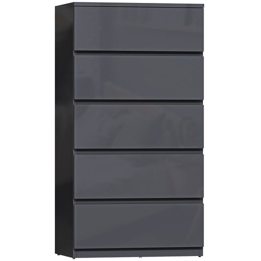 HOMCOM Chest of Drawers, 5-Drawer Storage Cabinets, Modern Dresser, Storage Drawer Unit for Bedroom
