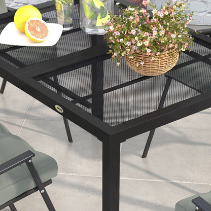 Outsunny Steel Frame Garden Table with Metal Wire Top, for Patio, Balcony, Grey