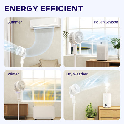 HOMCOM Pedestal Air Circulation Fan with Oscillating, Light Off, White