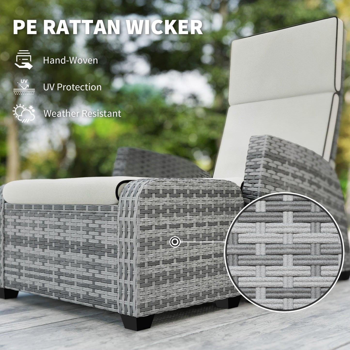 Outsunny 5-Piece Rattan Garden Furniture Set with Cushions - Grey