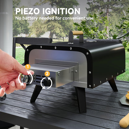 Outsunny Gas Powered 12" Piec do pizzy - Czarny