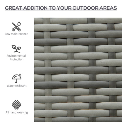 كرسي حديقة خارجي من Outsunny Patio Rattan بمقعدين من الخيزران المنسوج بذراعين، كرسي حديقة شتوي باللون الرمادي