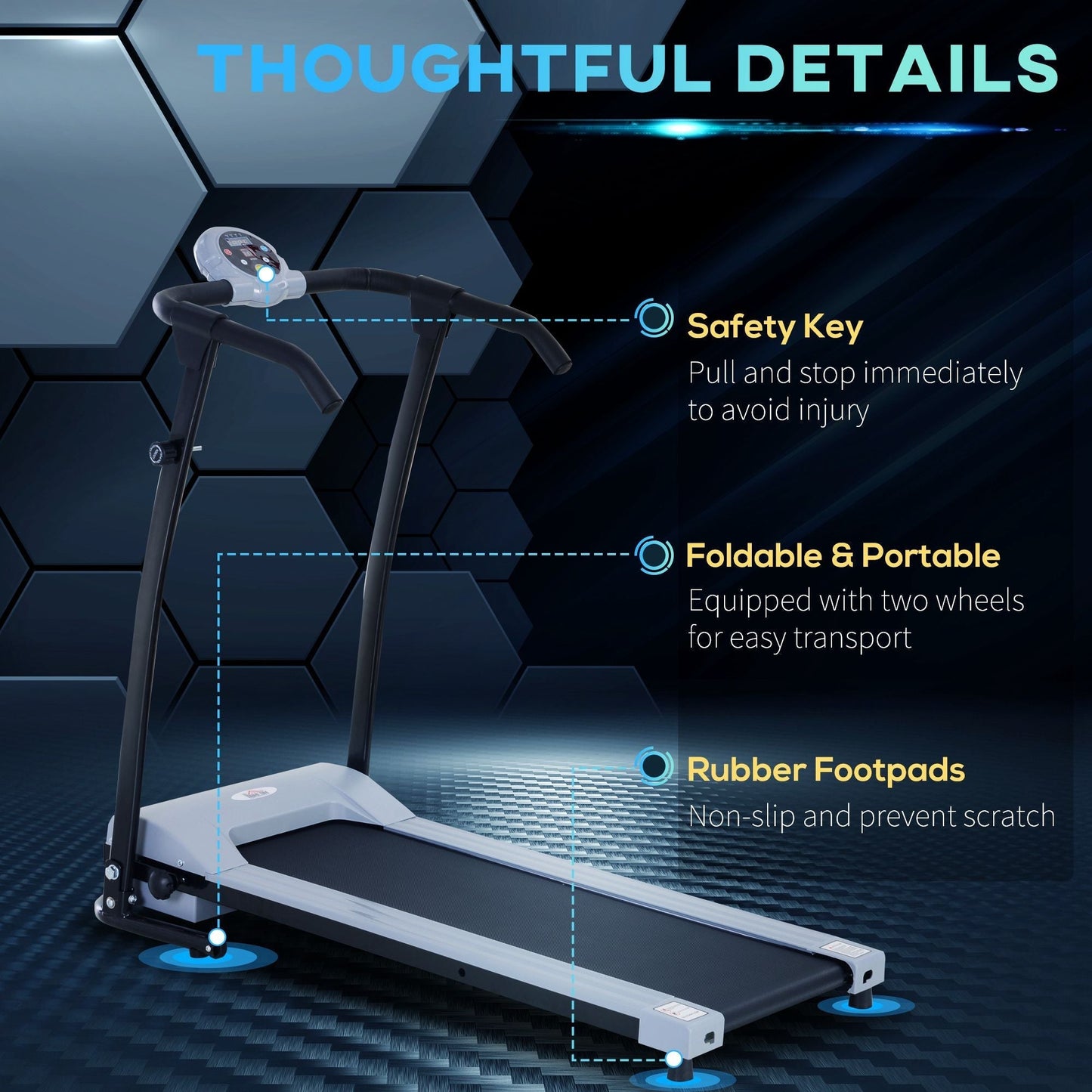 Foldable Walking Treadmill, Aerobic Exercise Machine w/ LED Display, for Home, Office, Fitness Studio