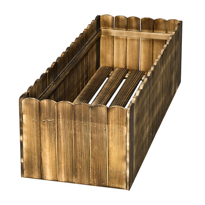 Outsunny 109L Raised Garden Bed, Wooden Rectangle Planter Box, Outdoor Herb Vegetable Flower Pot (100L x 40W x 30H cm)