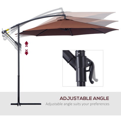 Outsunny 3m Parasol wiszący Parasol-kawowy