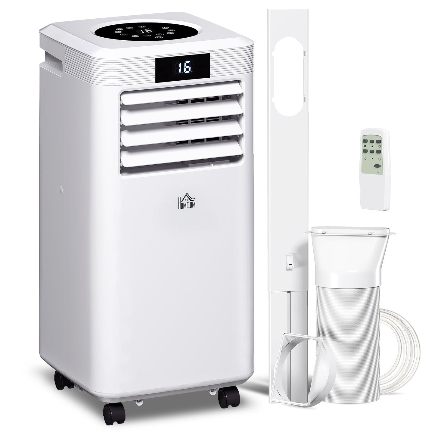 HOMCOM 10000 BTU Air Conditioning Unit, 3-in-1 Portable Air Conditioner, Dehumidifier, Cooling Fan with Remote Control, Digital Display, 2 Speeds, 24H Timer, Window Venting Kit, 22mÂ²