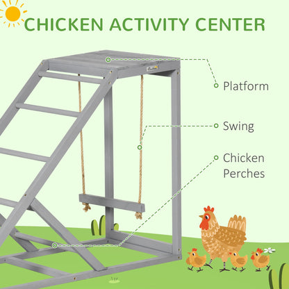 PawHut Wooden Chicken Coop Toy with Swing, Ladder, Platform, Grey