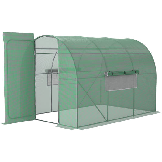 Outsunny Duży tunel foliowy Walk In Greenhouse, tunel ogrodniczy z metalowymi drzwiami na zawiasach, ocynkowaną stalową ramą i oknami z siatki, zielony (3 x 2 m)