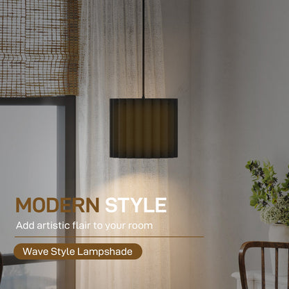 Lampa wisząca HOMCOM Linen, nowoczesny abażur sufitowy w kształcie fali, abażur E27 do salonu, sypialni, kuchni, przedpokoju, czarny