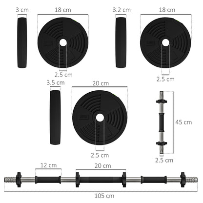 SPORTNOW Adjustable Weight Barbell & Dumbbells Set Free Weights Strength Muscle Exercise Home Gym Training, Black and Green