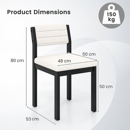 Imitation Lamb Fleece Home Chair with Upholstered Seat and Rubber Wood Legs-White