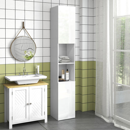 Szafka łazienkowa Kleankin Multi-Storage Slim - wysoki połysk, biel