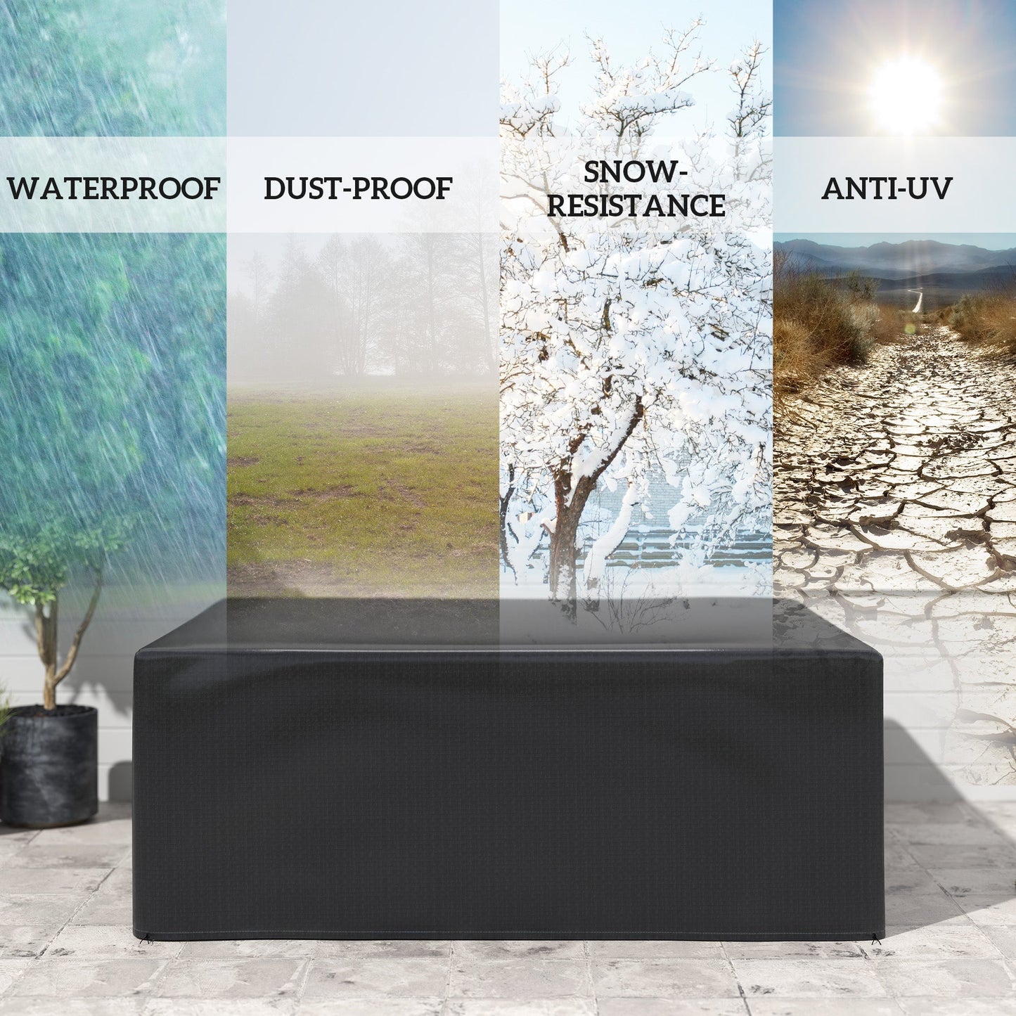 Outsunny Garden Furniture Cover, Waterproof Anti-UV Large Protective Patio Set Covers, 235 x 190 x 90cm, Black