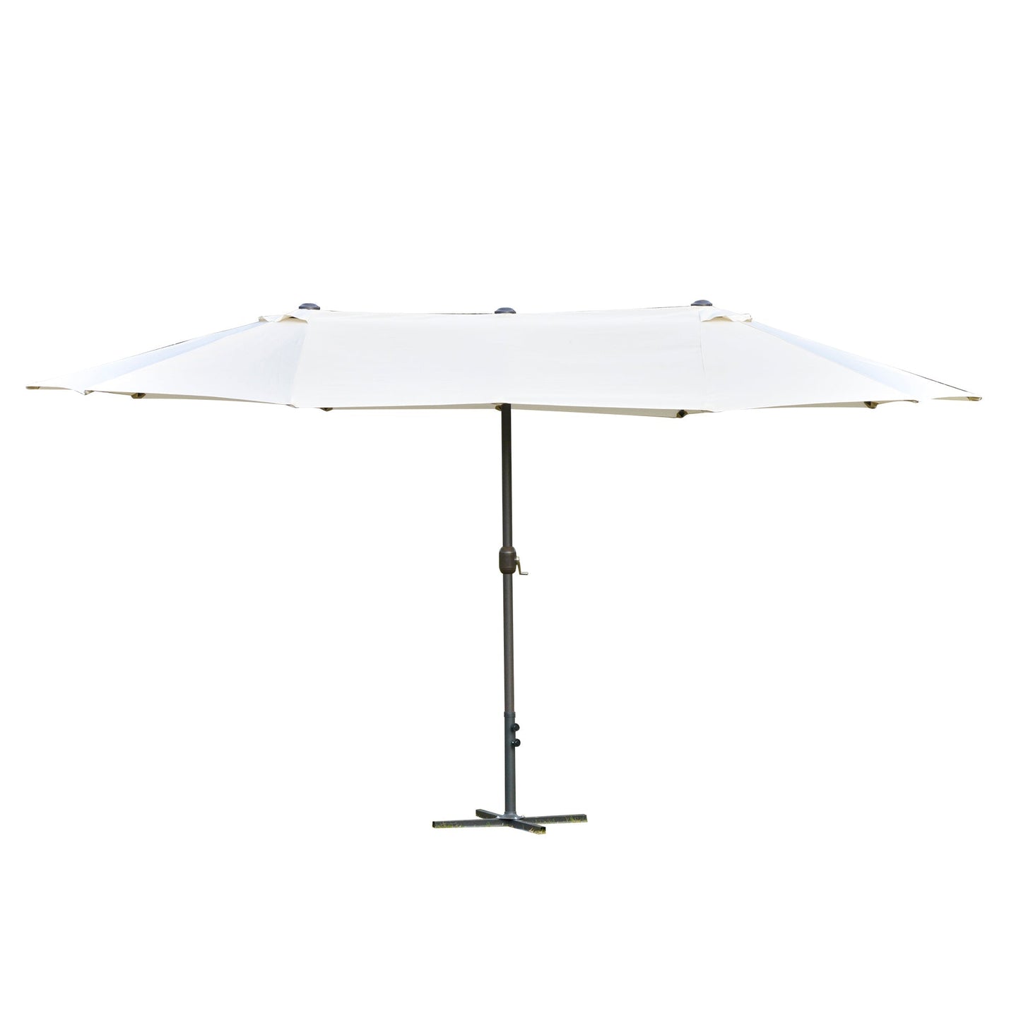 Outsunny 4.6m Garden Parasol Double-Sided Sun Umbrella Patio Market Shelter Canopy Shade Outdoor with Cross Base – Off White