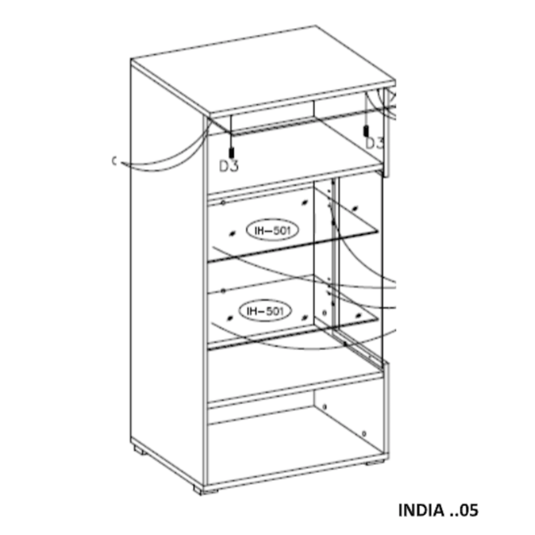 India 05 Tall Display Cabinet 45cm