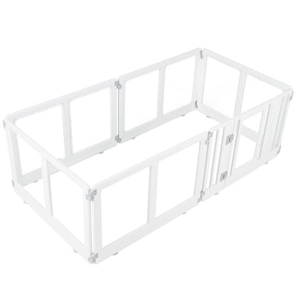 Indoor Outdoor Transparent Puppy Play Pen Pet Fence for Small to Medium Dogs-6 Panels