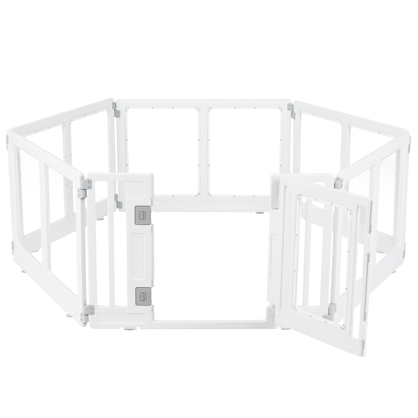 Indoor Outdoor Transparent Puppy Play Pen Pet Fence for Small to Medium Dogs-6 Panels