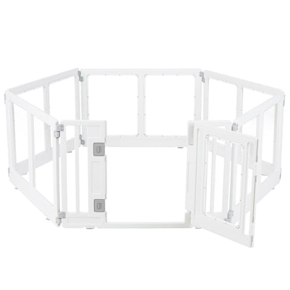 Indoor Outdoor Transparent Puppy Play Pen Pet Fence for Small to Medium Dogs-6 Panels