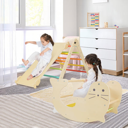 7-in-1 Indoor Wooden Foldable Climbing Toys for Toddlers-Multicolor