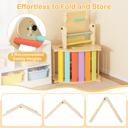 7-in-1 Indoor Wooden Foldable Climbing Toys for Toddlers-Multicolor