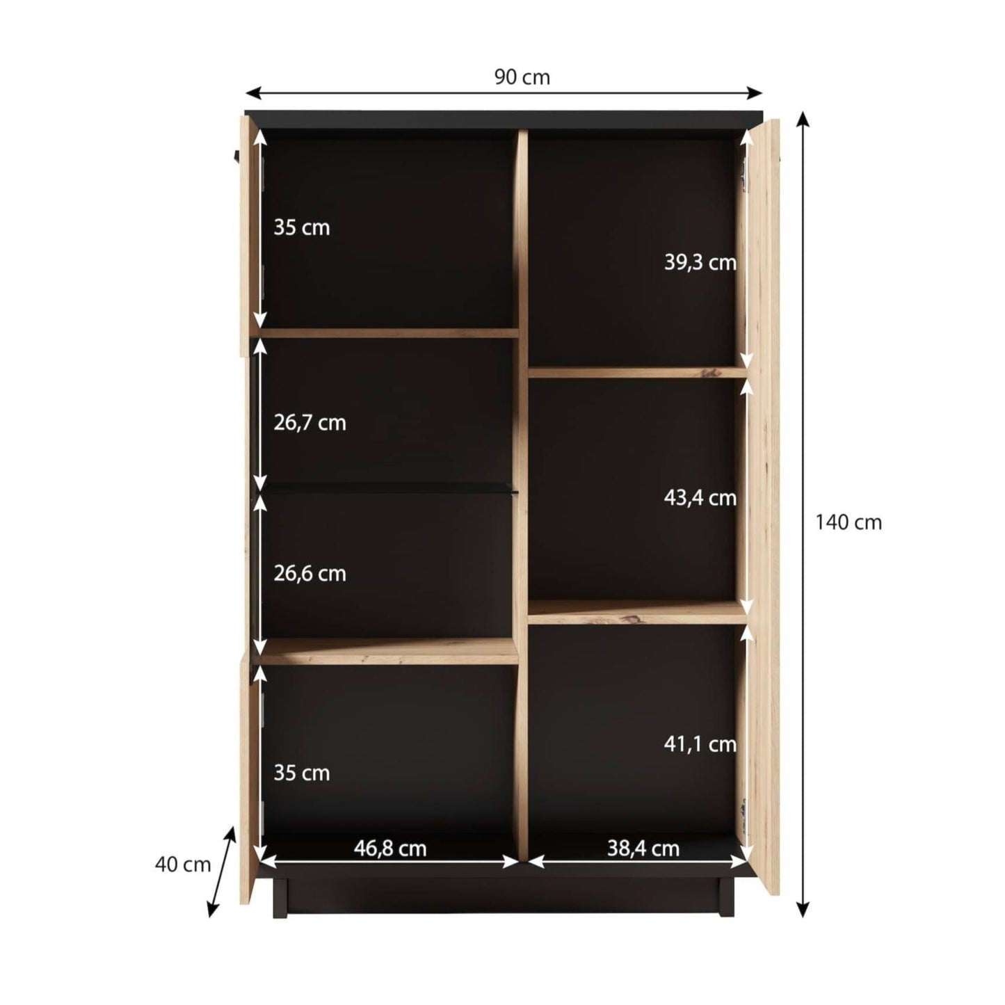 Ines 12 Display Cabinet 90cm