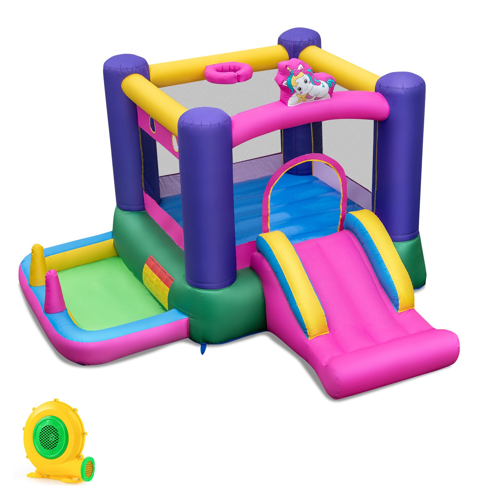 Inflatable Bounce Castle with Slide and Stakes