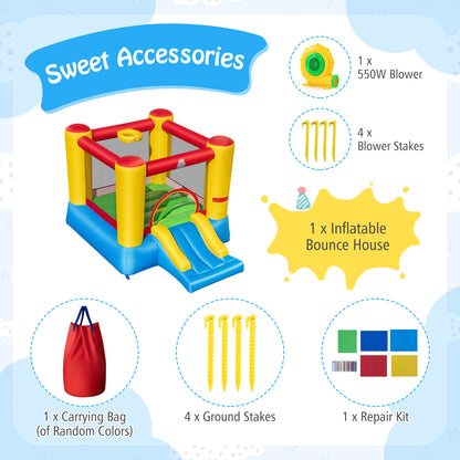 Inflatable Bounce House Kids Castle Slide Bouncer with 550W Blower