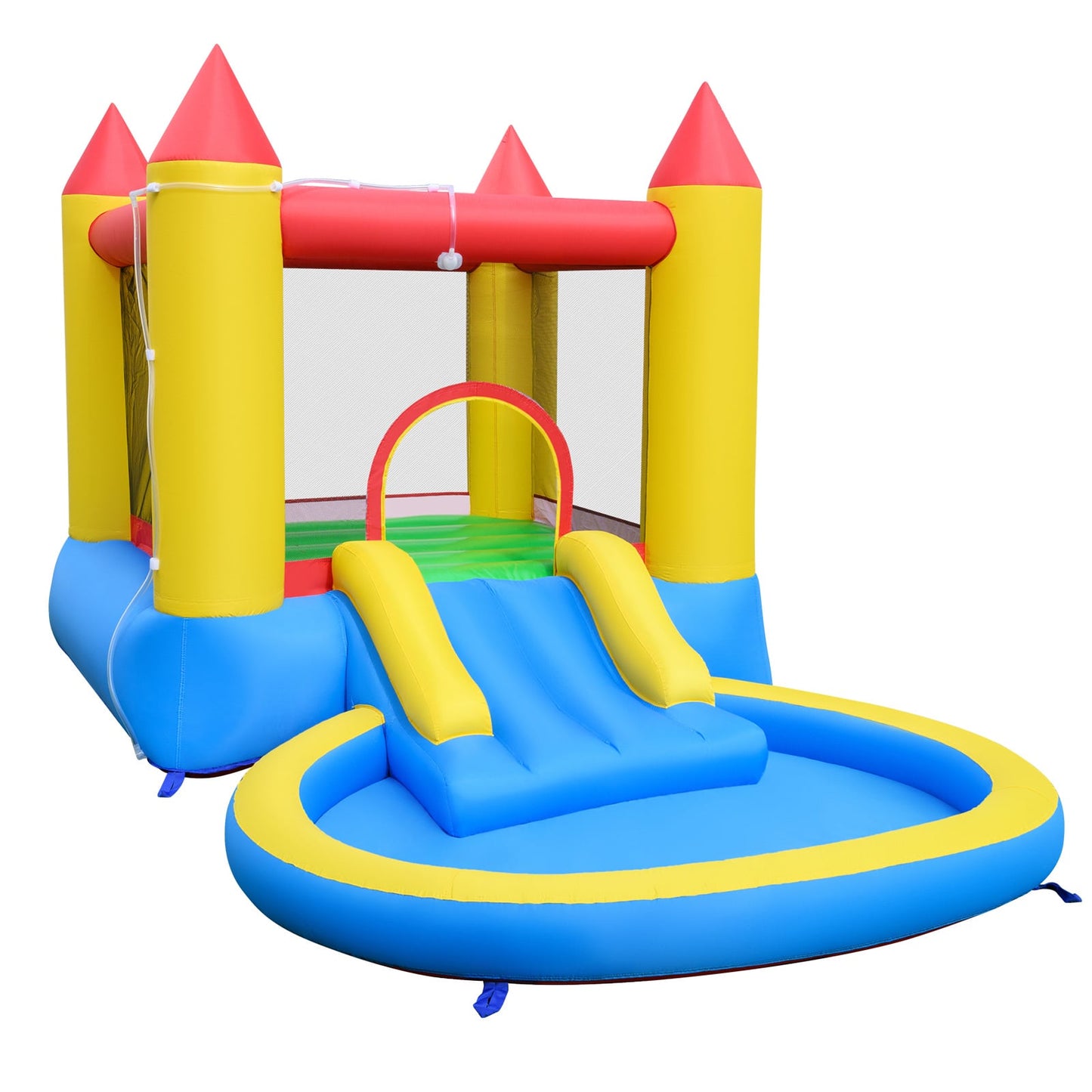 Inflatable Bounce House Kids Water Park with Splash Pool and Water Slide without Blower