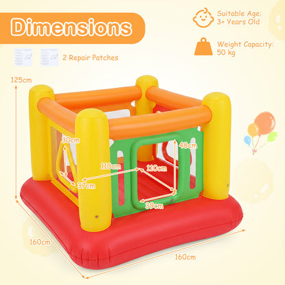 Inflatable Bounce House for Kids with Transparent Side Walls and Square/Triangle Openings-Orange