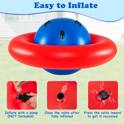 Inflatable Dome Rocker Bouncer for Kids with 6 Built-in Handles-Red
