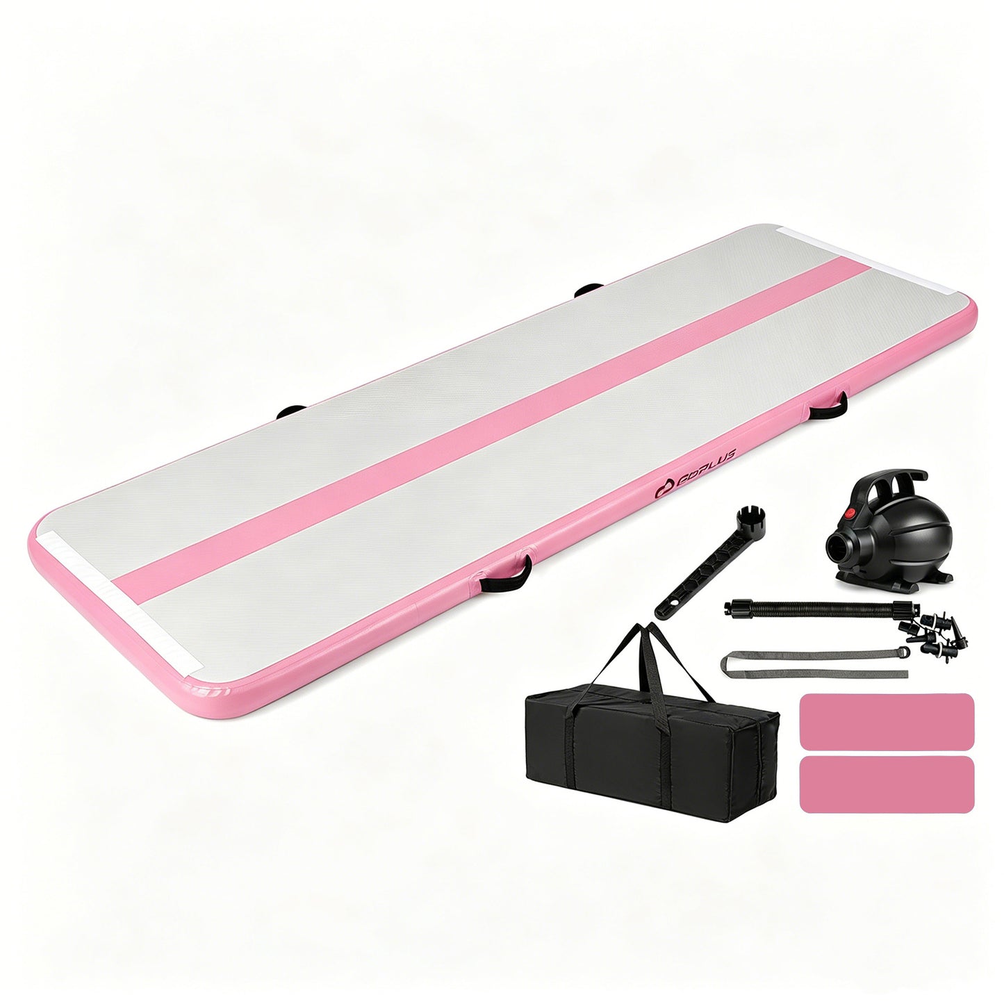 Inflatable Gymnastic Mat Portable Tumbling Mat with Electric Air Pump-Pink