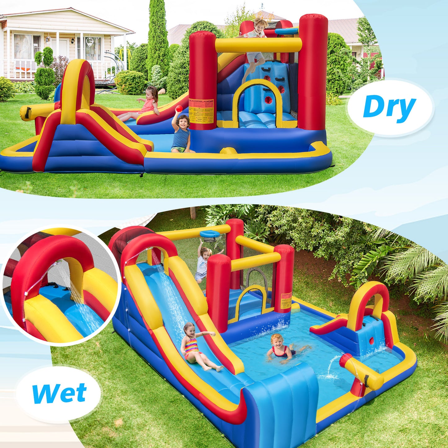 Inflatable Water Slide Kids Water Park with Double Slides