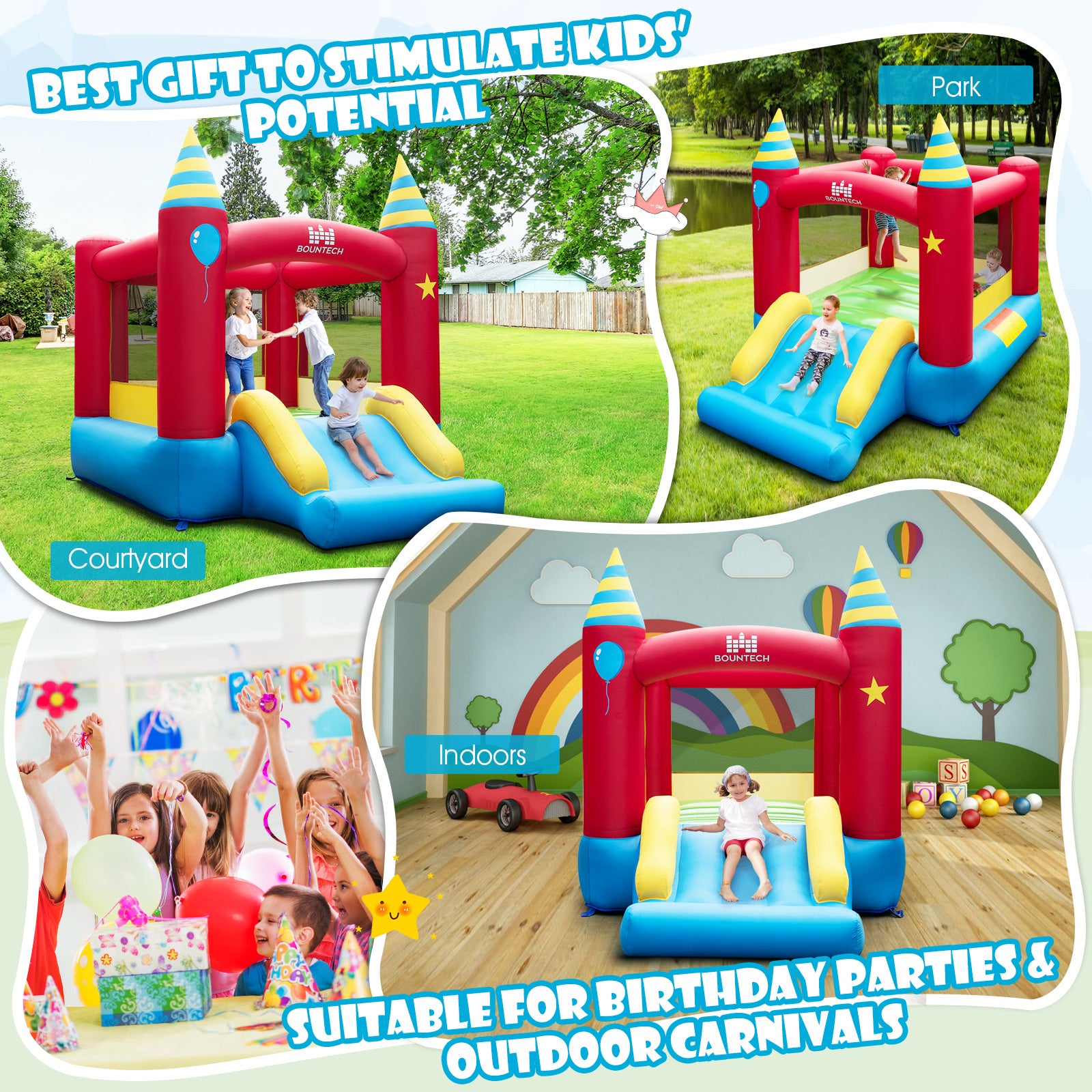 Inflatable Bounce Castle with Stakes without Blower
