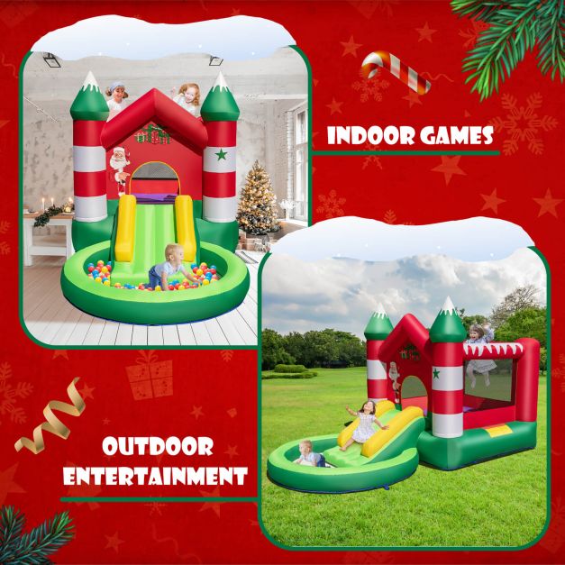 Christmas Themed Kids Inflatable Bounce House with Slide without Blower