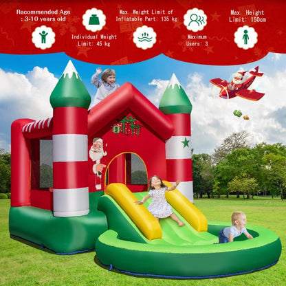 Christmas Themed Kids Inflatable Bounce House with Slide without Blower